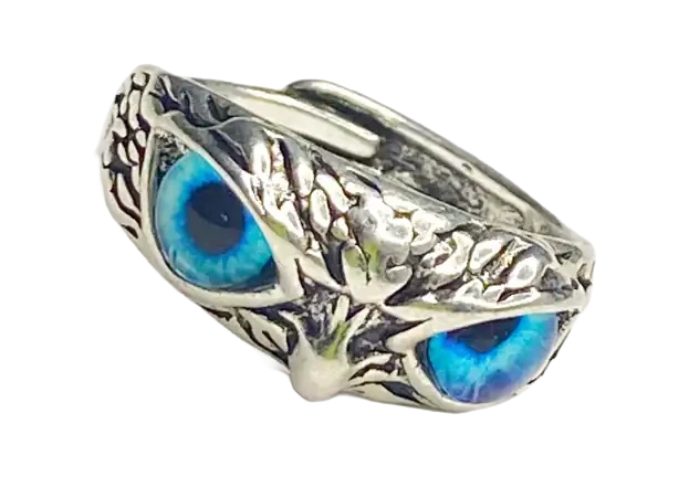 Anillo Búho Ojos Azul Celeste