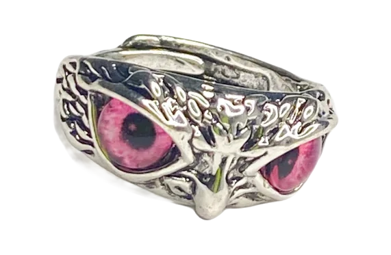 Anillo Búho Ojos Rosados, fotografía del catálogo Draco
